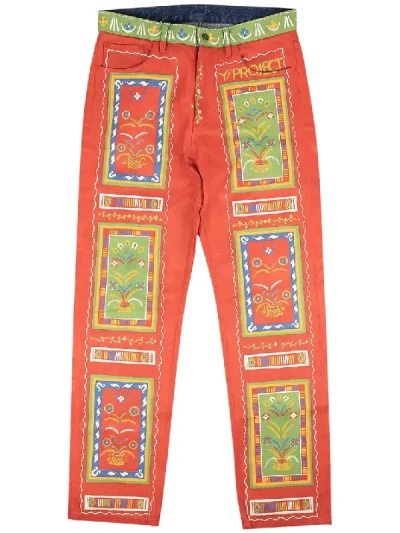 Y/Project Red Print Hand Painted Multi Denim Jeans