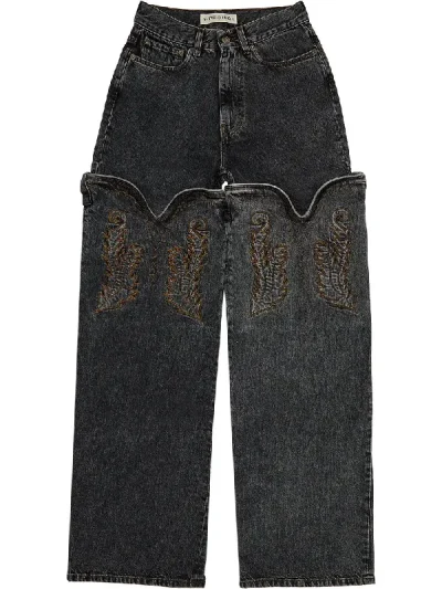 Y/Project Vintage Black Evergreen Maxi Cowboy Cuff Jeans
