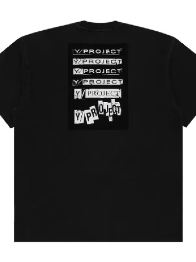 Y/Project Vintage Black Rock Band Print Pinched Logo T-Shirt Back