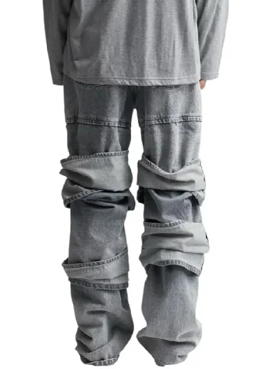 Y/Project Vintage Grey Multi Cuff Jeans Back