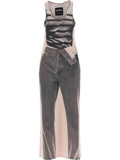 Y/Project White/Navy Trompe L'Oeil Marinier Maxi Dress