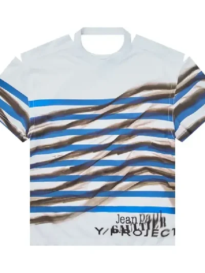 Y/Project White/Blue Mariniere Convertible T-Shirt